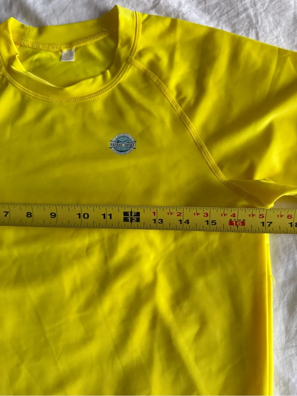 Girls Bright Yellow Long Sleeve Rash Guard Swim Shirt Size 11-13 Sun Protection